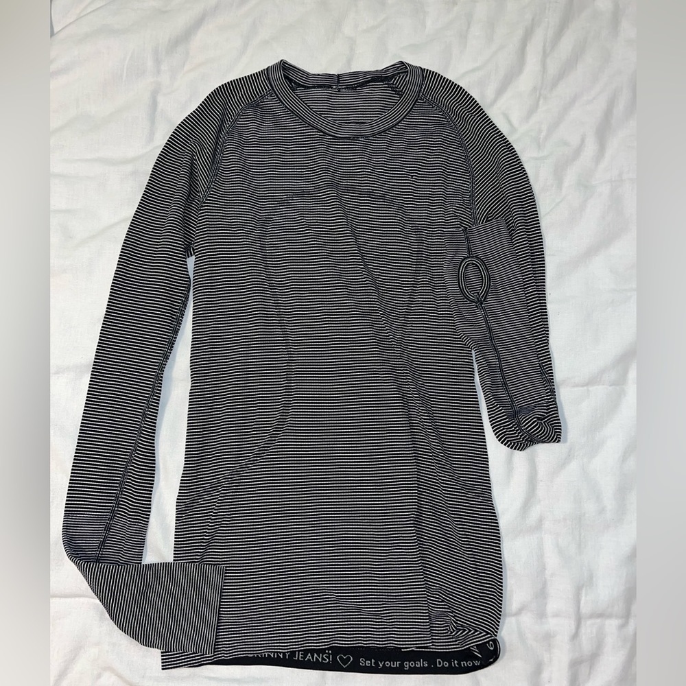 Lululemon Rugby Stripe Heathered Run Swiftly Long Sleeve Crew Neck Top Size 6